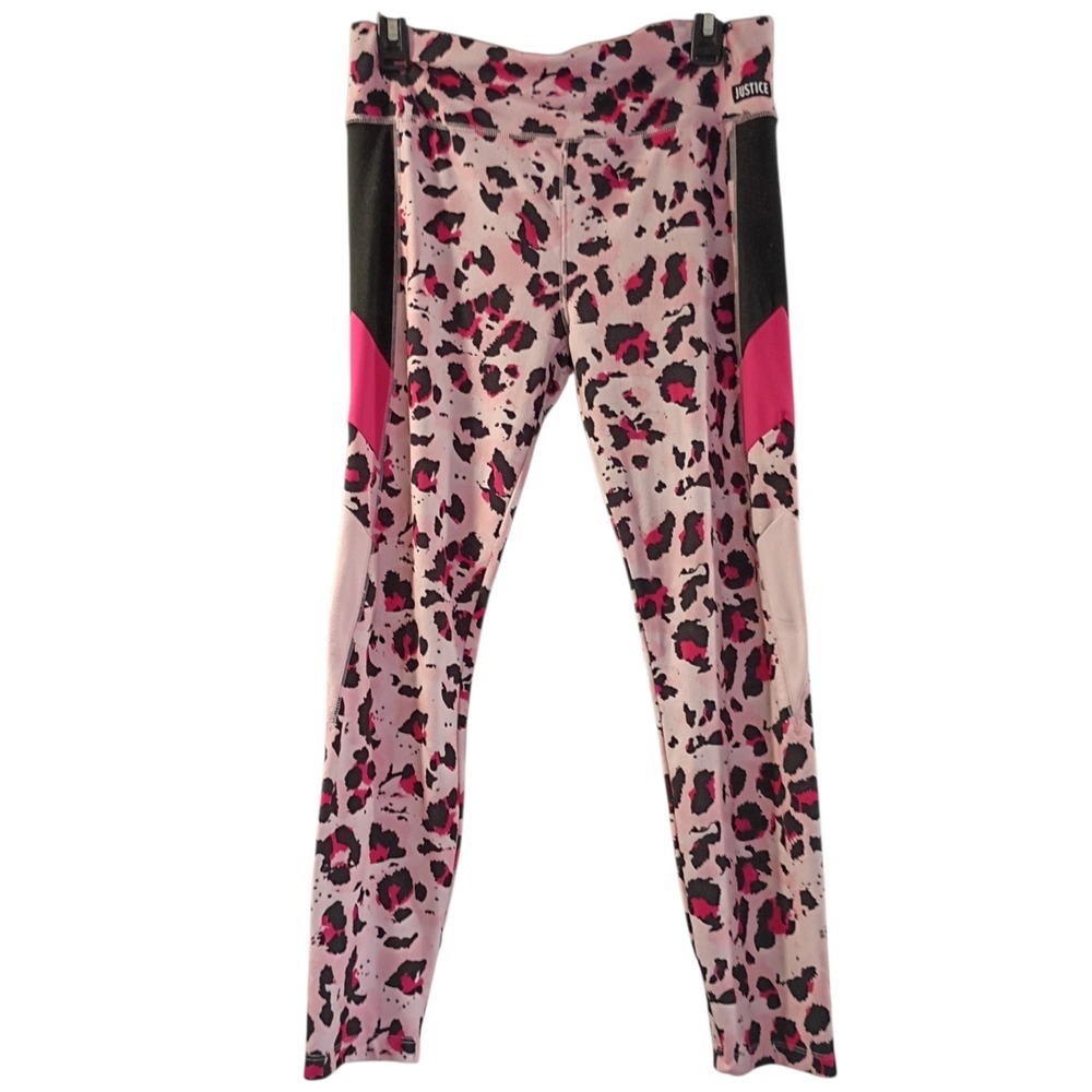Justice Girls Active Pink & Black Leopard‎ Print Tech Pocket Leggings XL 16P/18P